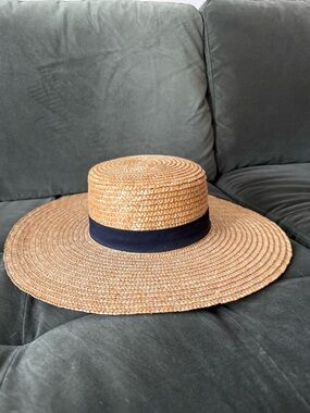 Target Tan Straw Boater Hat with Black Band